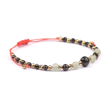 Bransoletka celebrytka czarny TURMALIN AWENTURYN HEMATYT ochrona szczęście